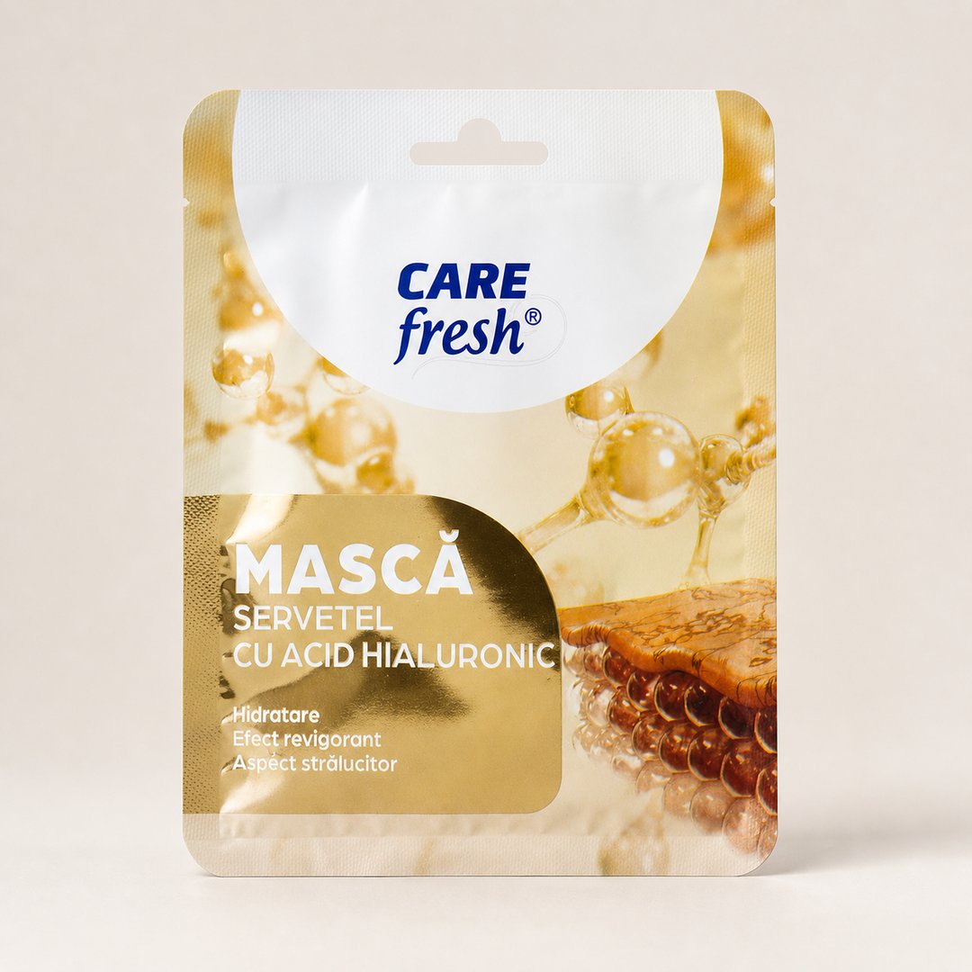 Plicul măștii servețel cu Acid Hialuronic CARE FRESH, vedere din față