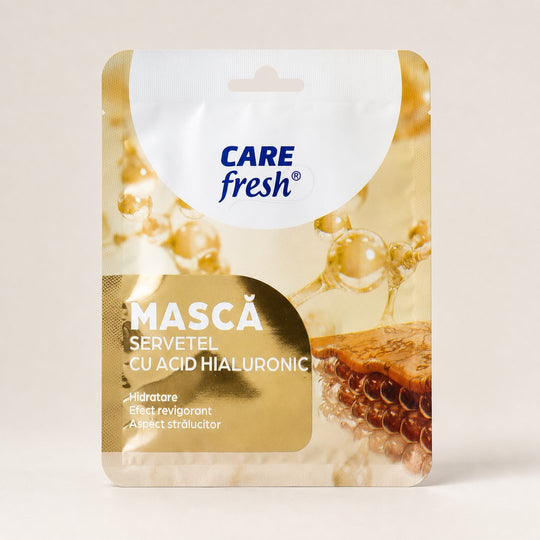 Plicul măștii servețel cu Acid Hialuronic CARE FRESH, vedere din față